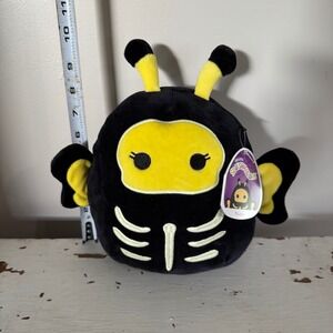 Squishmallows Nixie Skeleton Butterfly Plush Halloween Black Yellow 8 Inch
